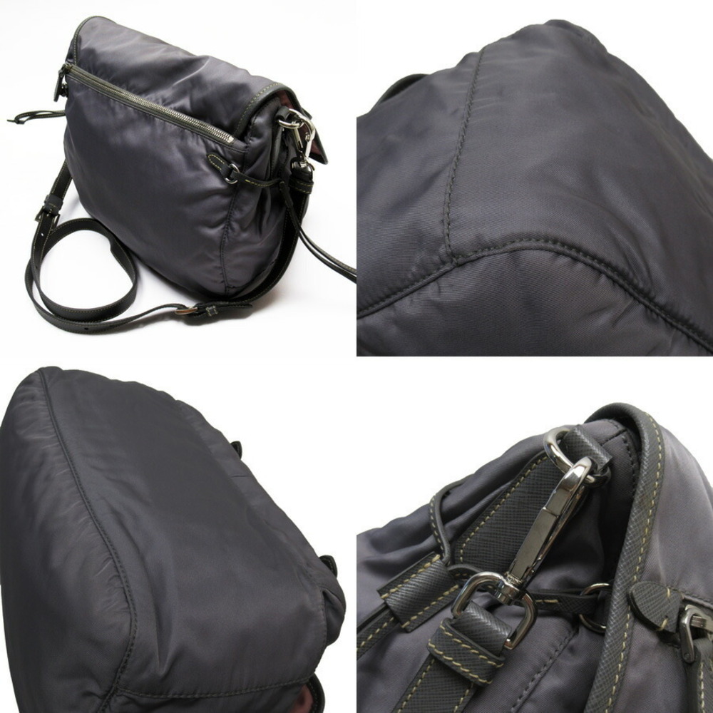 Prada classic gray favorite leather shoulder bag crossbody